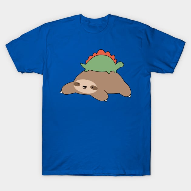 Sloth and Little Stegosaurus T-Shirt by saradaboru